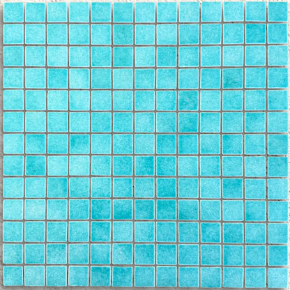 Harmonie Bahamas 25 x 25mm crystal porcelain mosaic sheet face in turquoise blue gloss