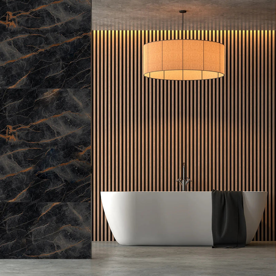 Arena Carbon 60x120cm carbon marble-effect porcelain floor and wall setting
