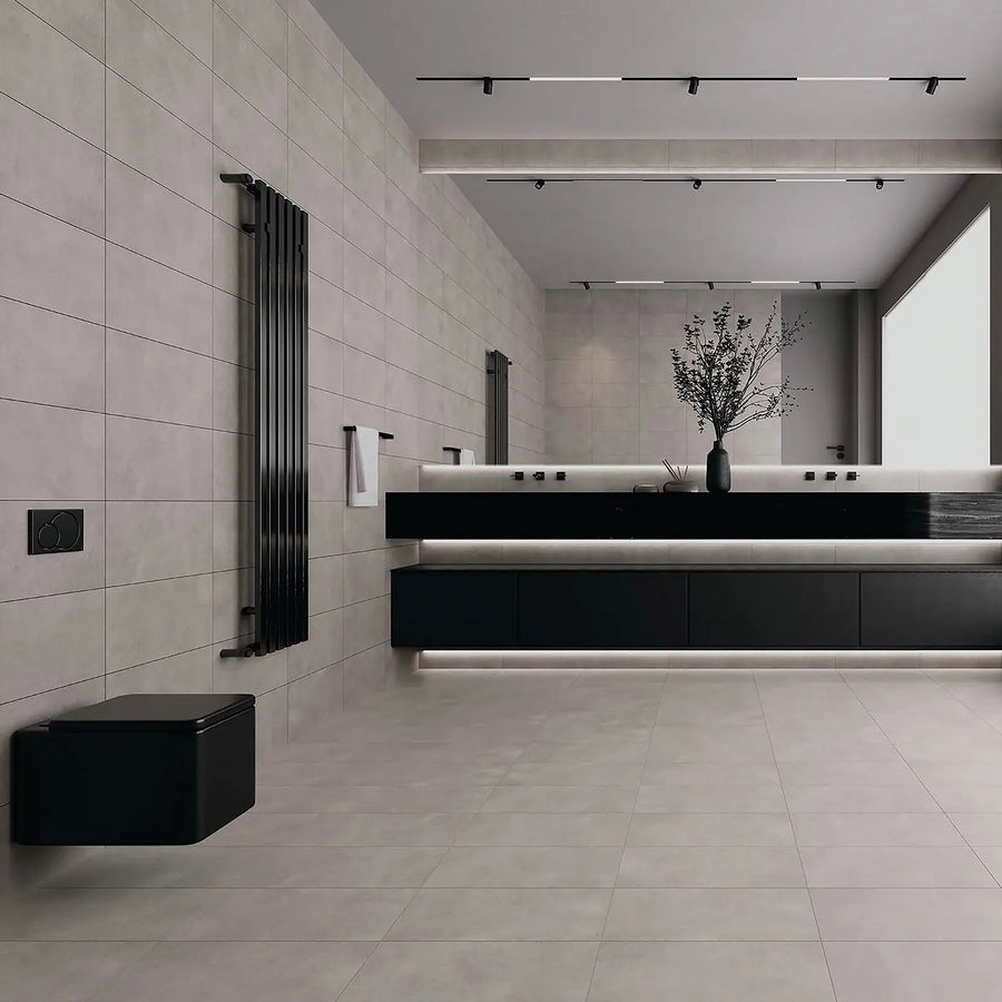 Eternity Grey 30 x 60cm concrete-effect porcelain room setting