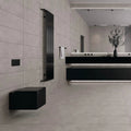 Eternity Grey 60 x 60cm concrete-effect porcelain floor and wall room setting