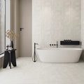 Eternity White concrete-effect porcelain room setting