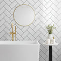 Metro White Gloss Flat 10 x 20cm glazed ceramic metro tile room setting