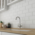 Metro White Matt Bevelled 10 x 20cm glazed ceramic metro tile room setting