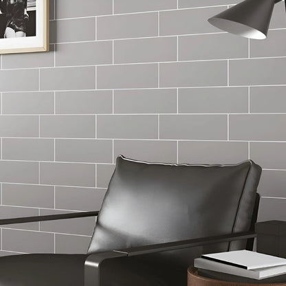 Metro Plus Grey Gloss Flat 10 x 30cm glazed ceramic metro tile room setting