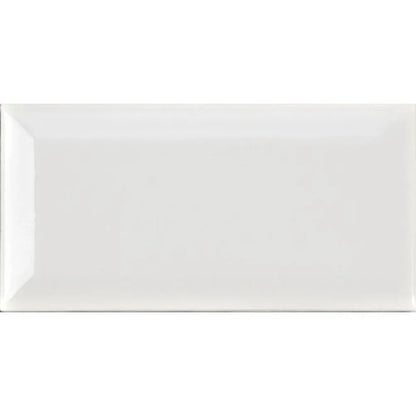 Metro White Gloss Bevelled 10 x 20cm glazed ceramic metro tile face