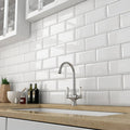 Metro White Gloss Bevelled 10 x 20cm glazed ceramic metro tile room setting
