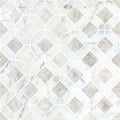 Close detail of the Nimbus grey marble bars framing honed Carrara White panes