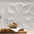 A beige ceramic bowl filled with walnuts on linen napkin on wooden cutting boards in 3d diamond white matt finish