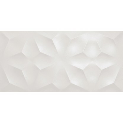 White ceramic tile with raised geometric hexagonal pattern 3d diamond white matt finish