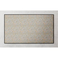 3D Golden Cube mother-of-pearl feature panel with an interlocking 3D cube pattern in beige, grey and gold tones with a black border