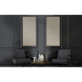 3D Golden Cube mother-of-pearl feature panels with a gold-toned 3D interlocking cube pattern mounted on a dark grey wall