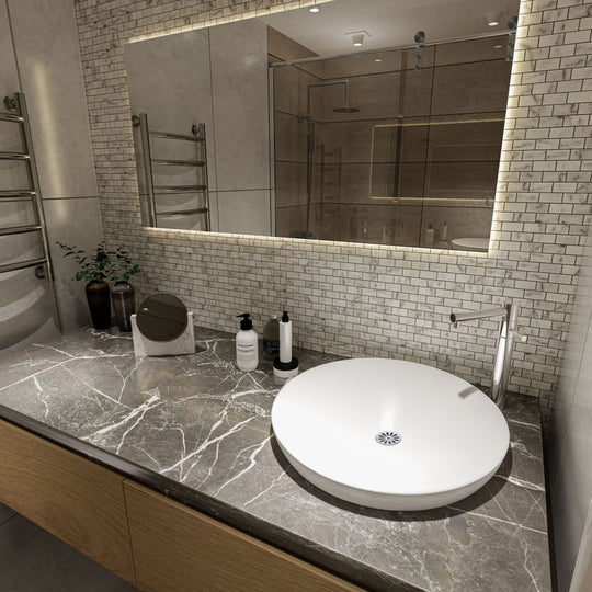 Carrara White Polished Marble Brick Mosaic Wall & Floor Tile - alternate view