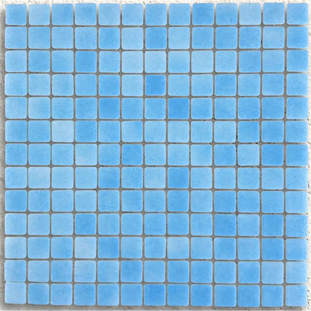 Niebla Foggy Mid Blue Anti-Slip 33.3 x 33.3cm glass mosaic tile face