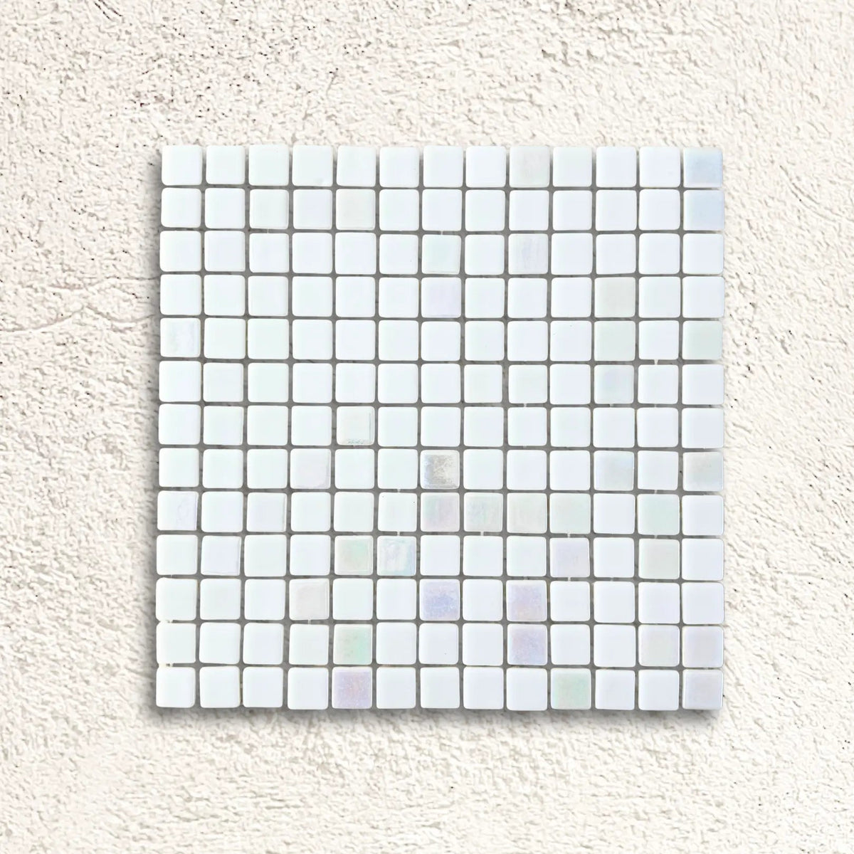 Niebla Mix-Iris Ernio 33.3 x 33.3cm white silver iridescent glass mosaic tile face