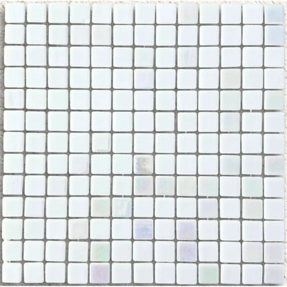Niebla Mix-Iris Ernio 33.3 x 33.3cm white silver iridescent glass mosaic tile face