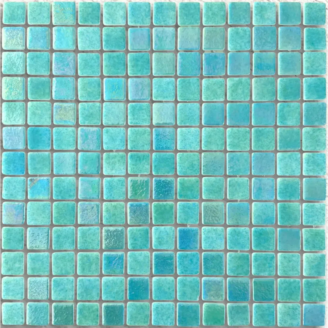 Niebla Mix-Iris Indo 33.3 x 33.3cm green iridescent glass mosaic tile face