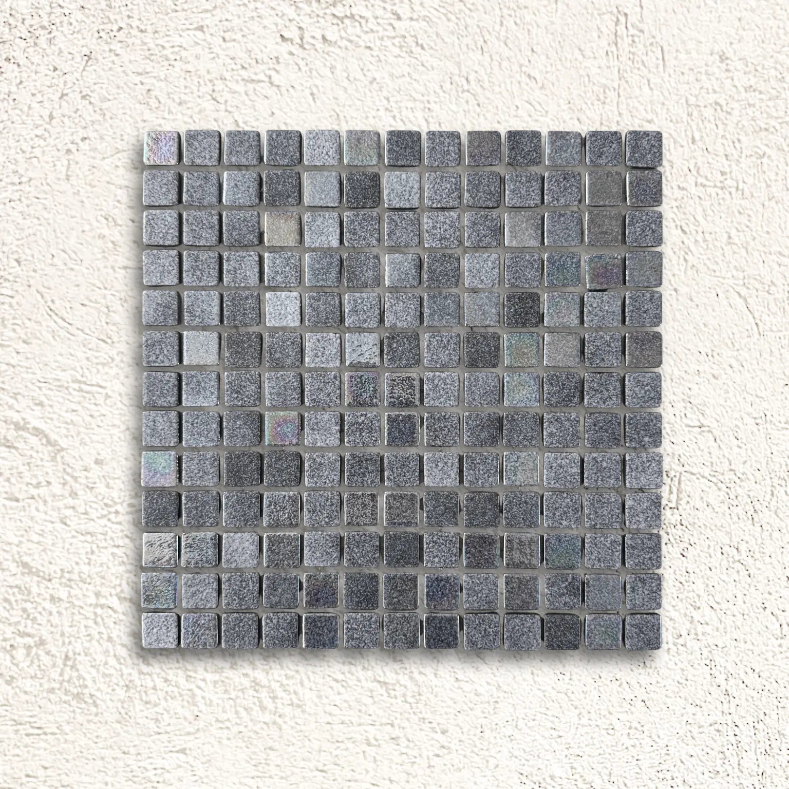 Niebla Mix-Iris Murray 33.3 x 33.3cm black grey iridescent glass mosaic tile face