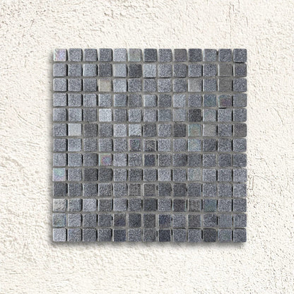 Niebla Mix-Iris Murray 33.3 x 33.3cm black grey iridescent glass mosaic tile face