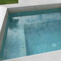 Abalon Celeste pale sky blue glass mosaic tiles in a bathroom setting