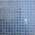 Abalon Cerulean mid blue 25mm glass mosaic tile sheet face detail