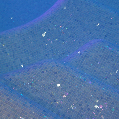 Abalon Cerulean mid blue glass mosaic tiles in a bathroom setting