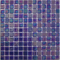 Abalon Azure blue 25mm glass mosaic tile sheet face detail