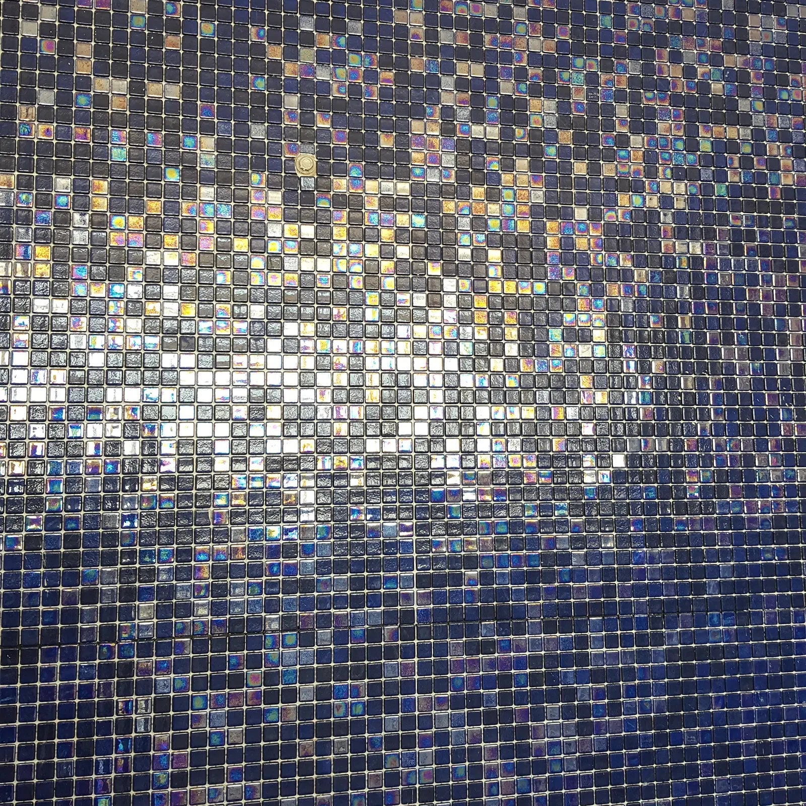 Abalon Azure blue glass mosaic tiles shown as a feature wall