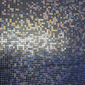 Abalon Azure blue glass mosaic tiles shown as a feature wall