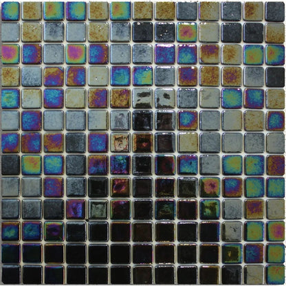 Abalon Abyss deep blue 25mm glass mosaic tile sheet face detail