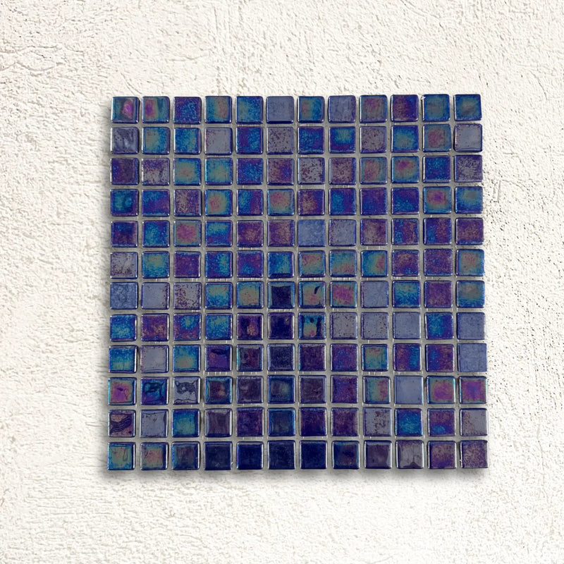 Iridis Acquaris Jacinto 31.6 x 31.6cm glass mosaic iridescent tile face