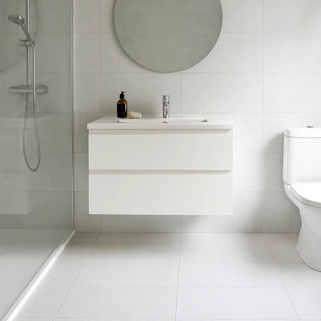 Marmor Foro Gris 30 x 60cm matt marble-effect porcelain tile room setting