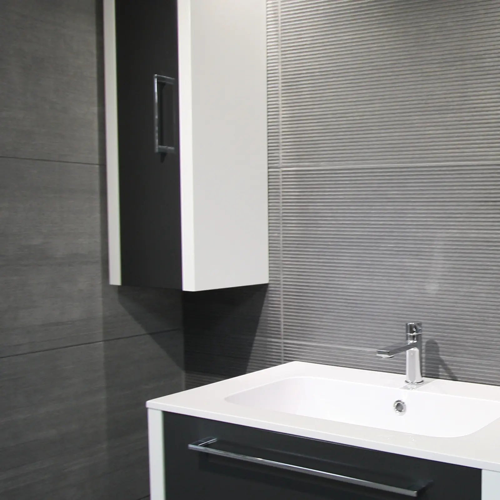 District Marengo 45 x 90cm porcelain concrete effect tile room setting