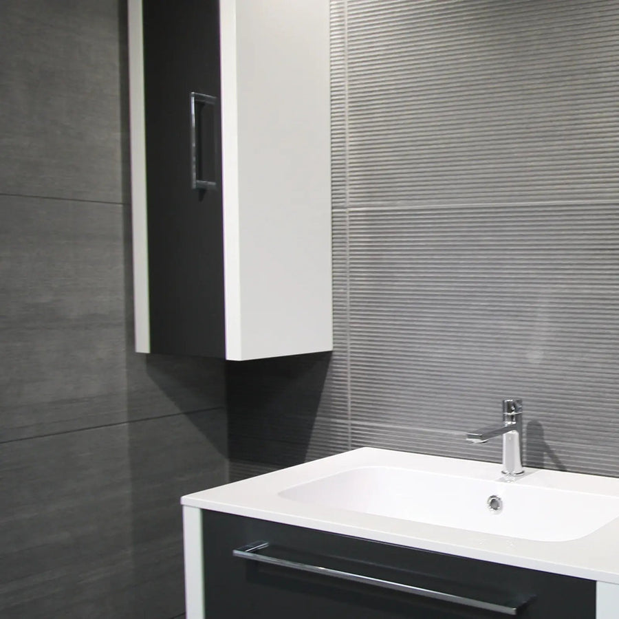District Marengo 45 x 90cm porcelain concrete effect tile room setting