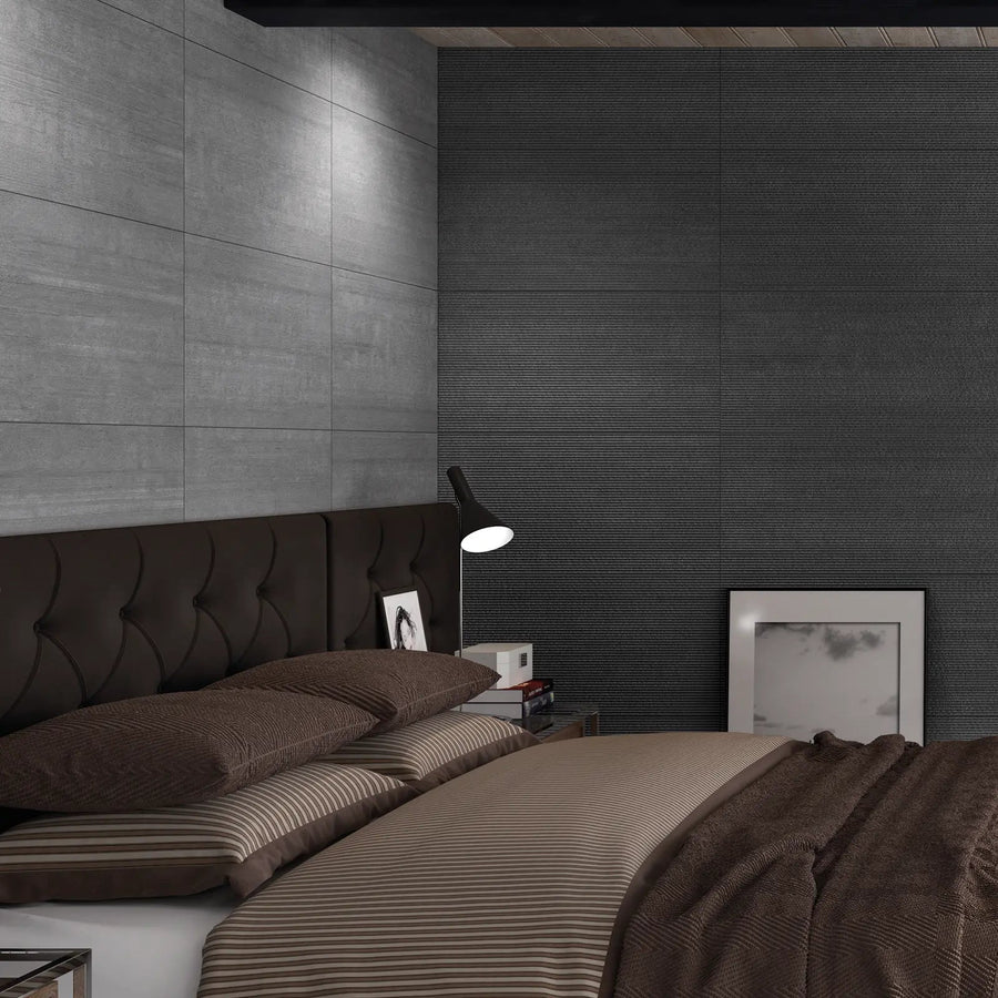 District Marengo 45 x 90cm porcelain concrete effect tile room setting
