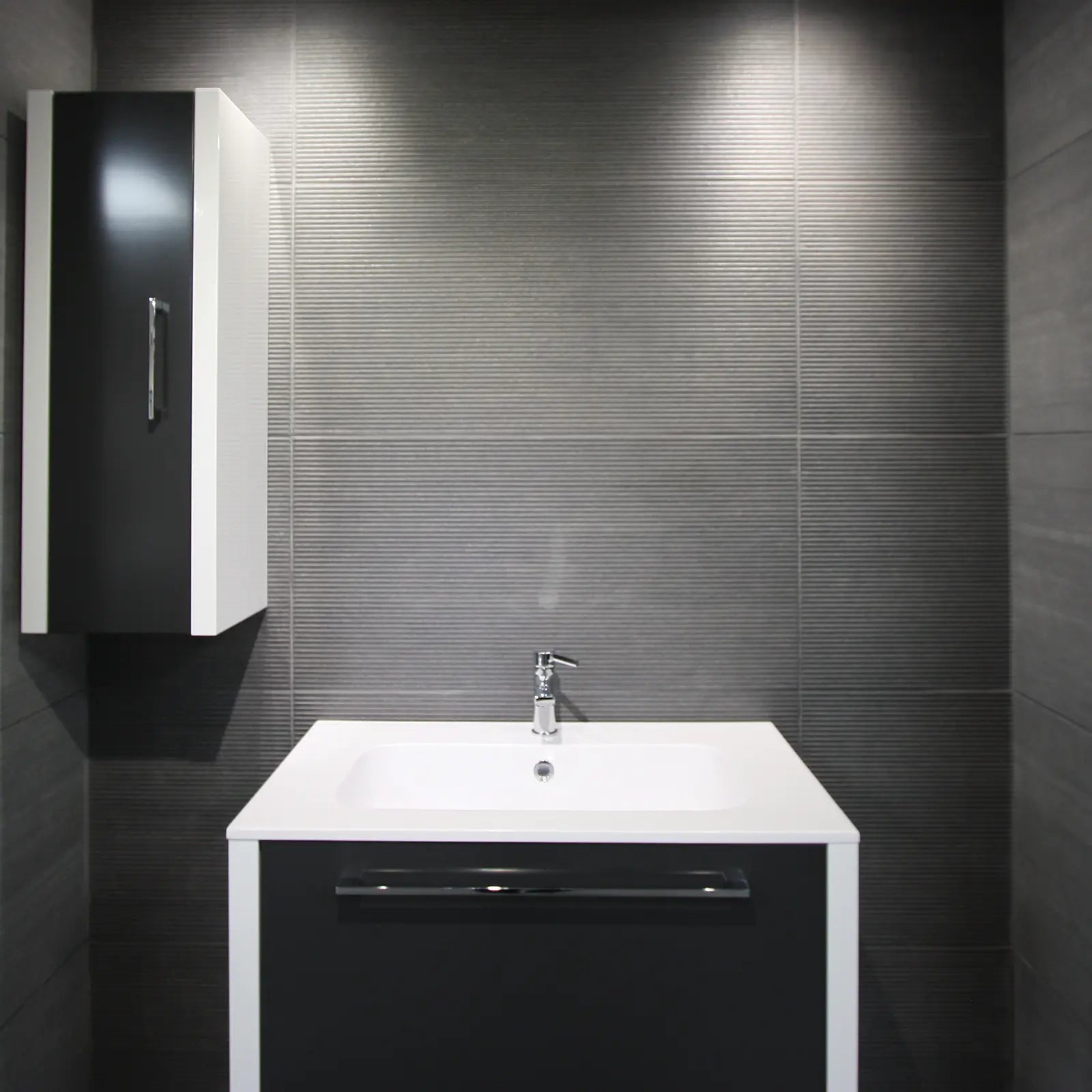 District Marengo Deco 45 x 90cm porcelain concrete effect patterned tile room setting