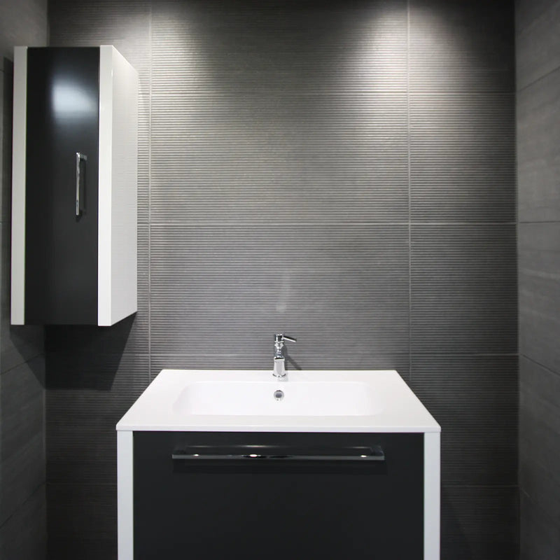 District Marengo Deco 45 x 90cm porcelain concrete effect patterned tile room setting