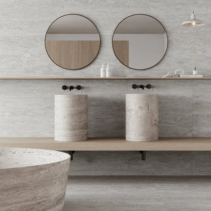 Palatino Silver 45 x 90cm stone effect porcelain tile room setting
