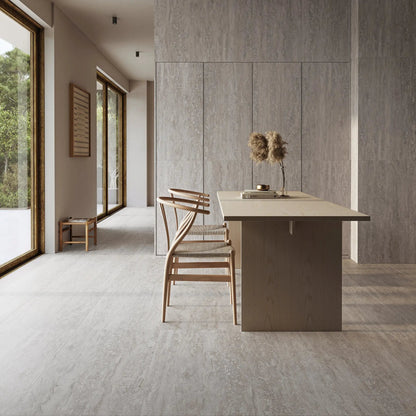 Palatino Silver 45 x 90cm stone effect porcelain tile room setting