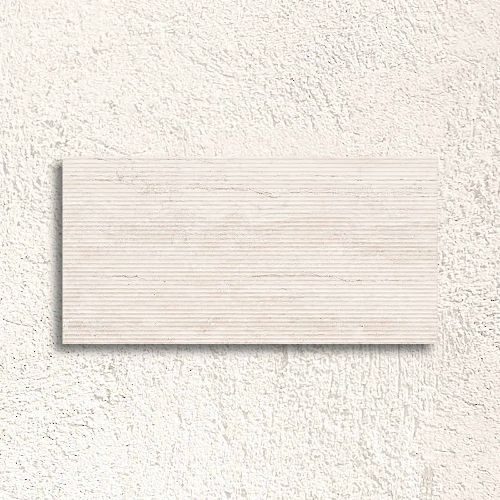 Palatino Ivory Deco 45 x 90cm fluted stone effect porcelain tile face