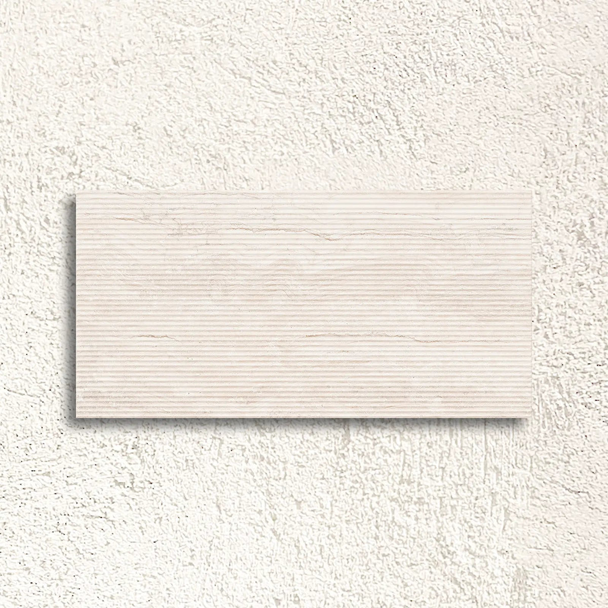 Palatino Ivory Deco 45 x 90cm fluted stone effect porcelain tile face