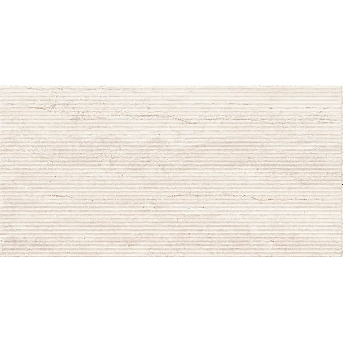 Palatino Ivory Deco 45 x 90cm fluted stone effect porcelain tile face