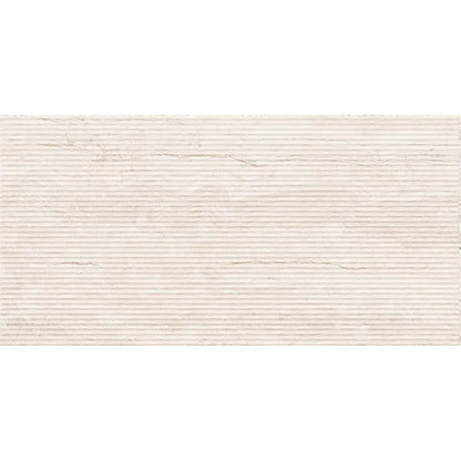 Palatino Ivory Deco 45 x 90cm fluted stone effect porcelain tile face