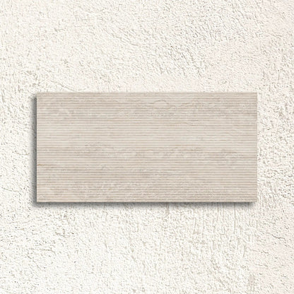 Palatino Natural Deco 45 x 90cm fluted stone effect porcelain tile face