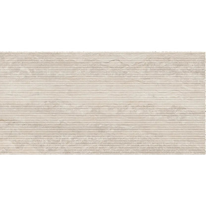 Palatino Natural Deco 45 x 90cm fluted stone effect porcelain tile face