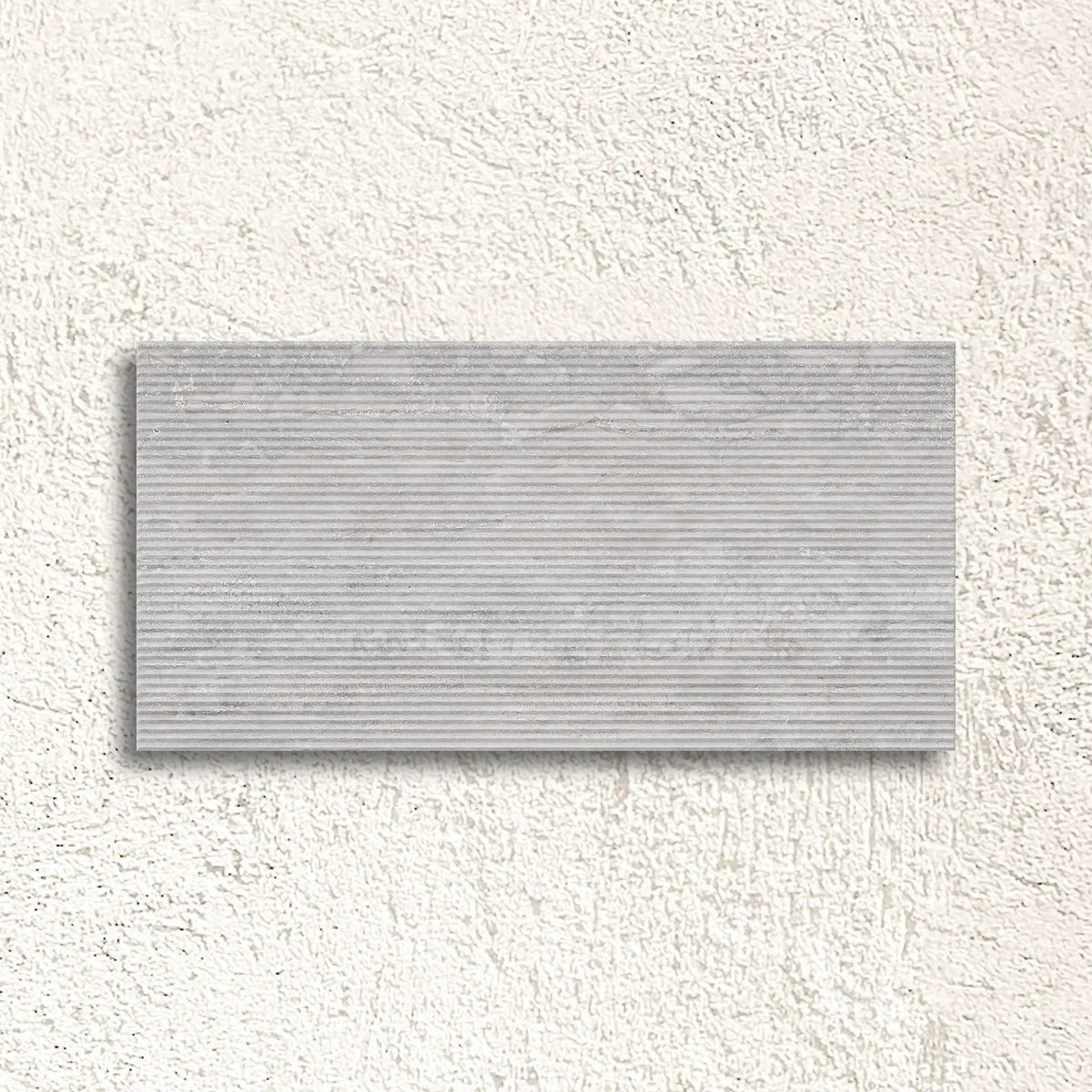 Palatino Silver Deco 45 x 90cm fluted stone effect porcelain tile face