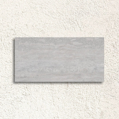 Palatino Silver Deco 45 x 90cm fluted stone effect porcelain tile face