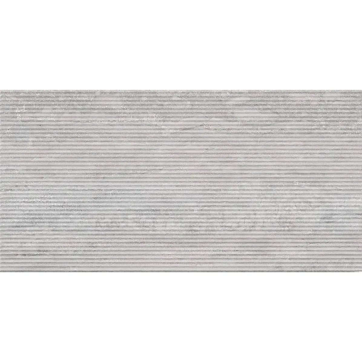 Palatino Silver Deco 45 x 90cm fluted stone effect porcelain tile face