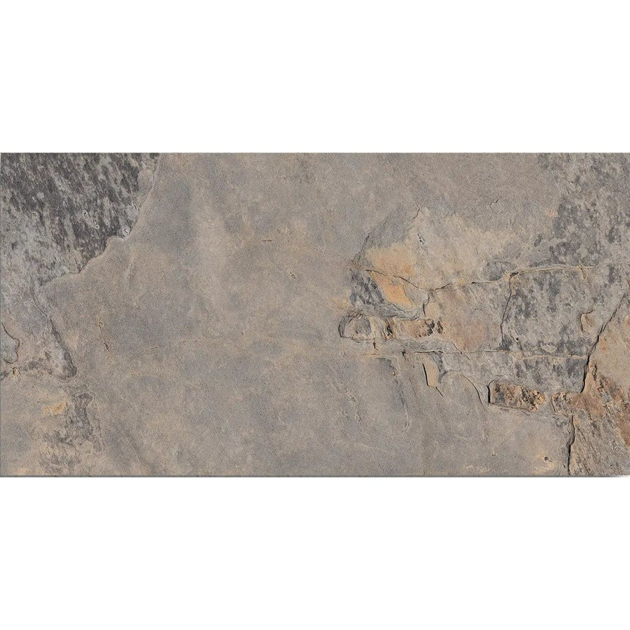 Ardesia Gris 32x62.5cm riven slate effect porcelain tile face detail