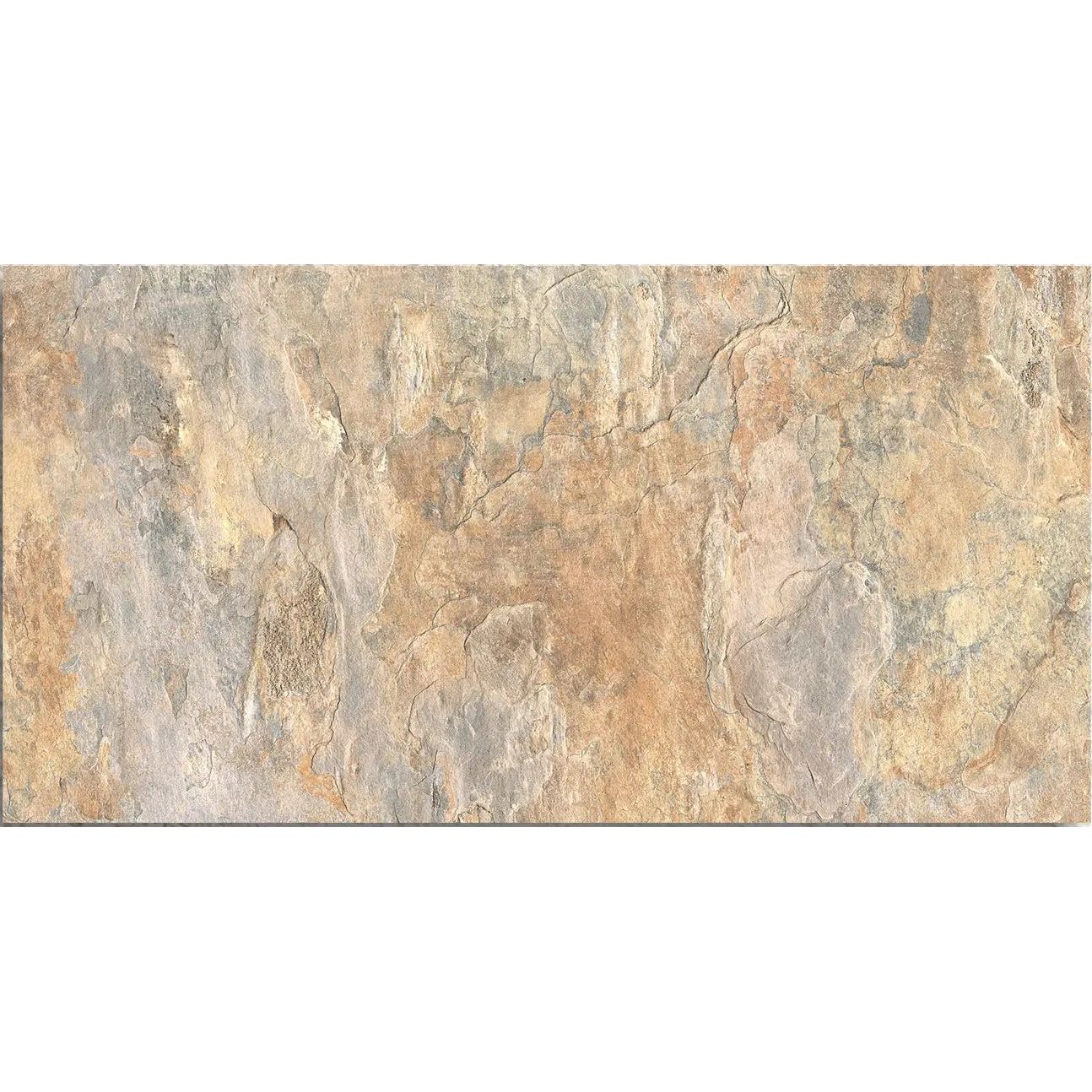 Ardesia Ocre 32x62.5cm riven slate effect porcelain tile face detail