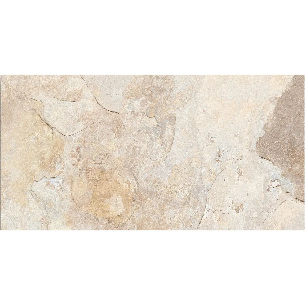 Ardesia Almond 32x62.5cm riven slate effect porcelain tile face detail